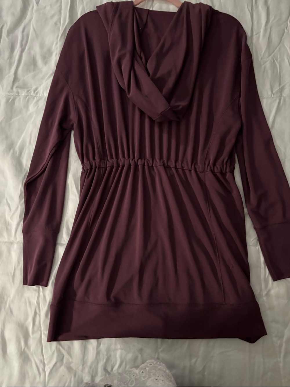 Fabletics Maroon Hooded Long Sleeve Top